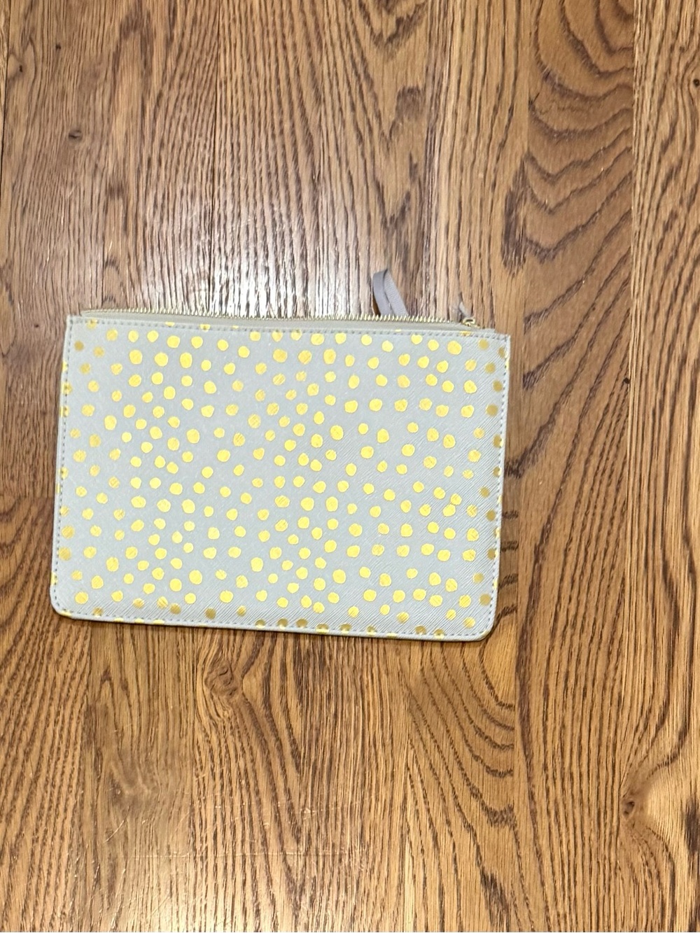 Cream Zip Pouch with Gold Dot Accents